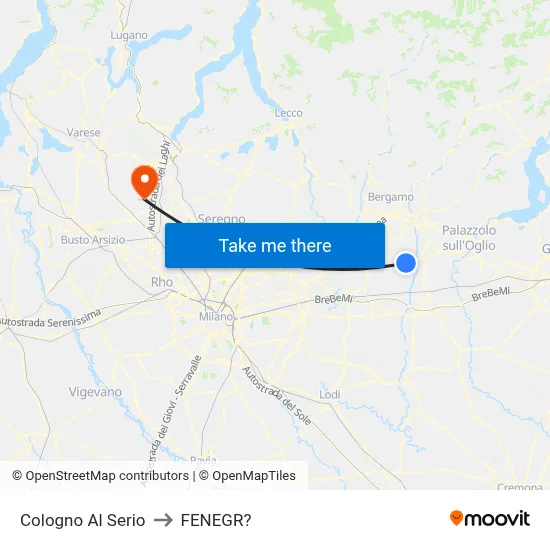 Cologno Al Serio to Fenegro map