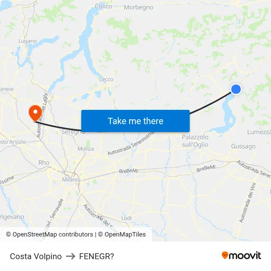 Costa Volpino to Fenegro map