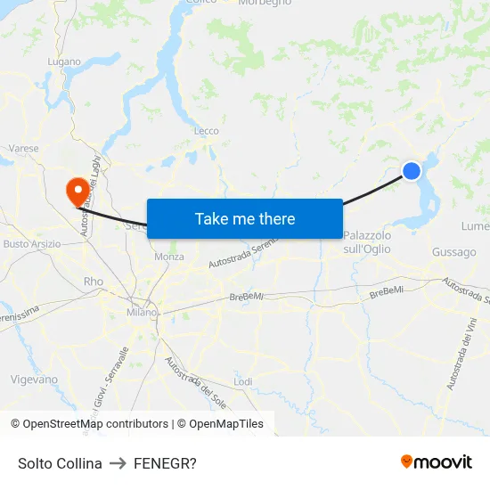 Solto Collina to Fenegro map