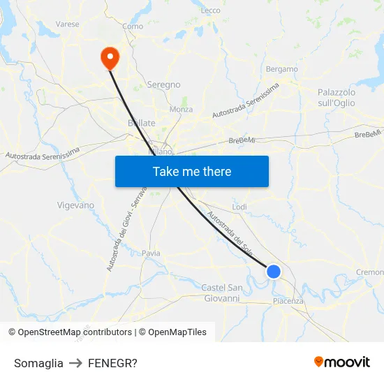 Somaglia to Fenegro map