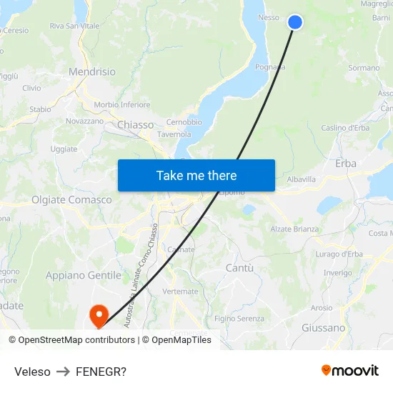 Veleso to Fenegro map
