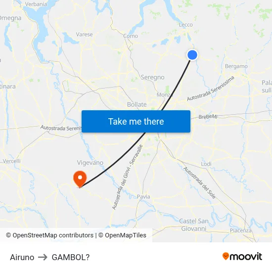 Airuno to Gambol map
