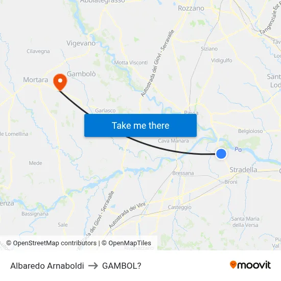 Albaredo Arnaboldi to Gambol map