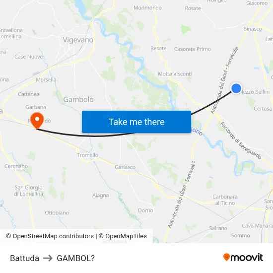 Battuda to Gambol map