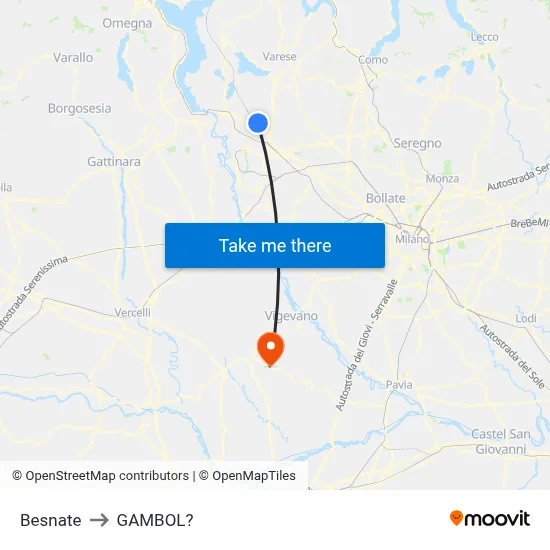 Besnate to Gambol map