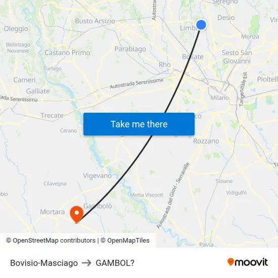 Bovisio-Masciago to Gambol map