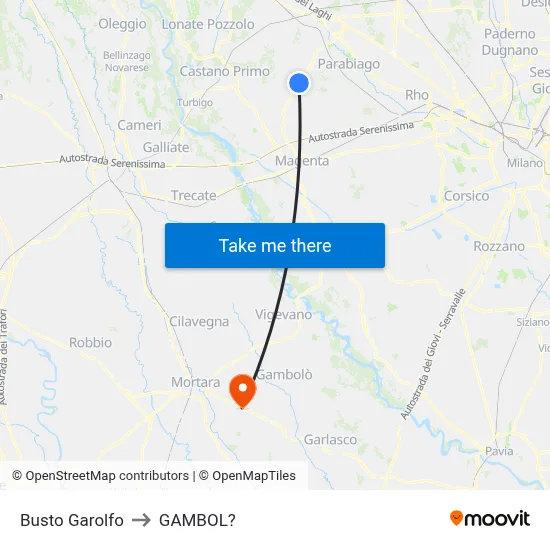 Busto Garolfo to Gambol map