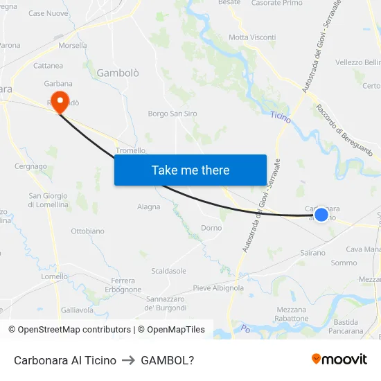 Carbonara Al Ticino to Gambol map