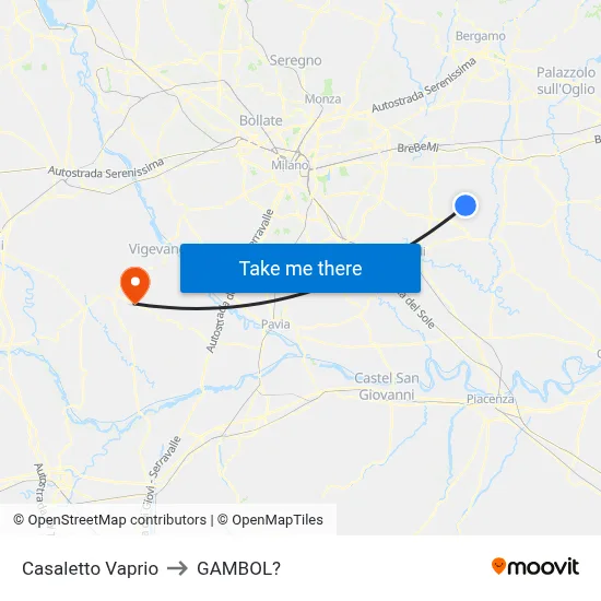 Casaletto Vaprio to Gambol map