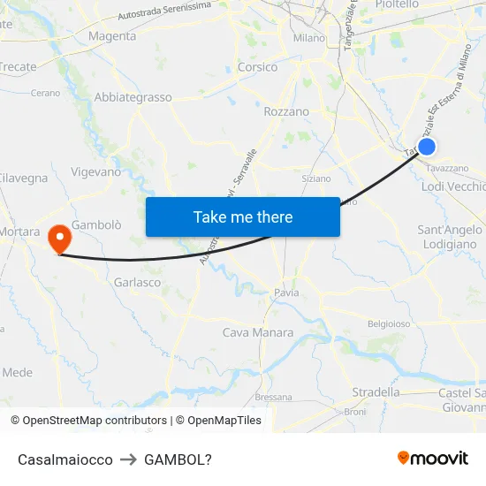 Casalmaiocco to Gambol map
