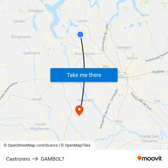 Castronno to Gambol map