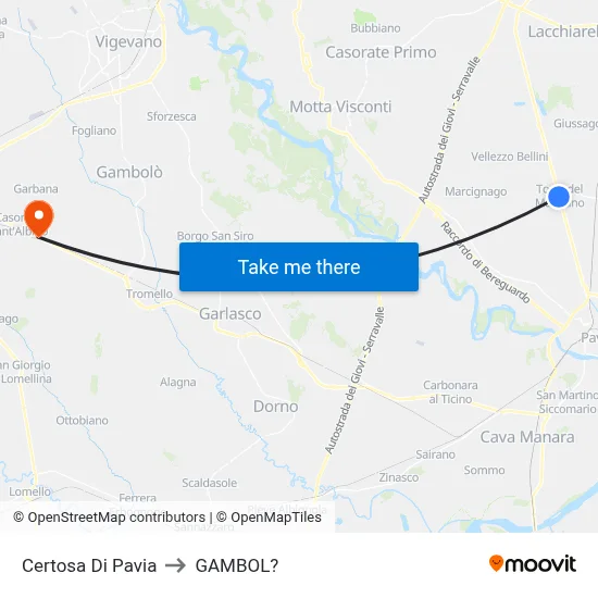 Certosa Di Pavia to Gambol map