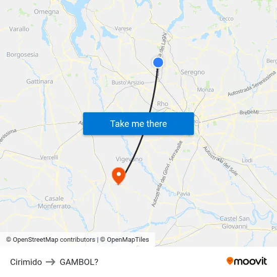 Cirimido to Gambol map