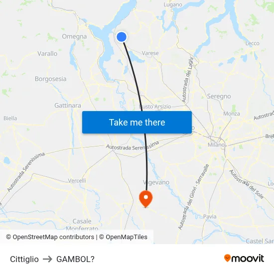 Cittiglio to Gambol map