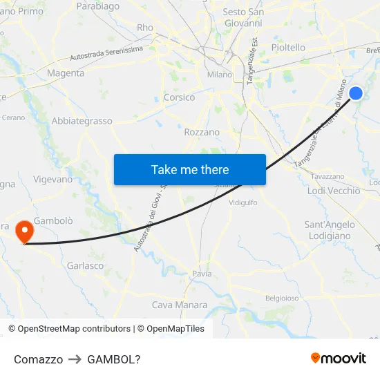 Comazzo to Gambol map