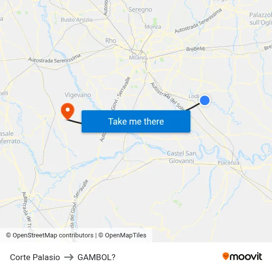 Corte Palasio to Gambol map