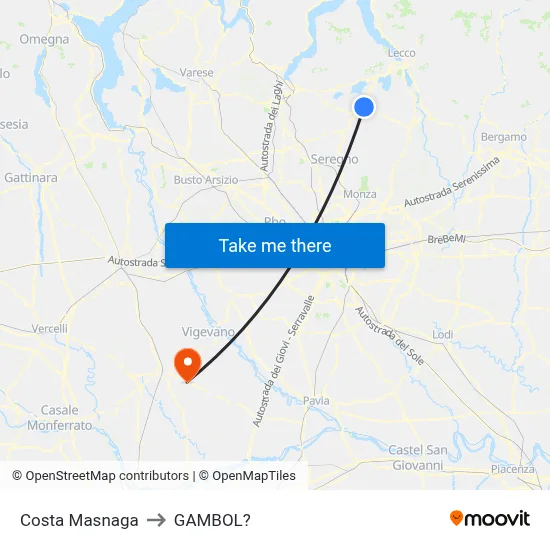 Costa Masnaga to Gambol map