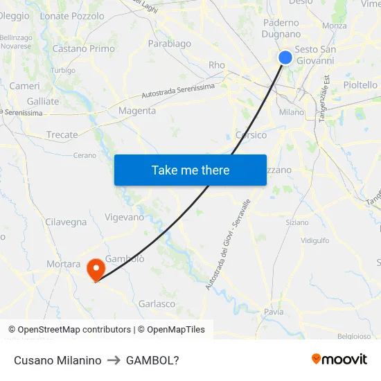 Cusano Milanino to Gambol map