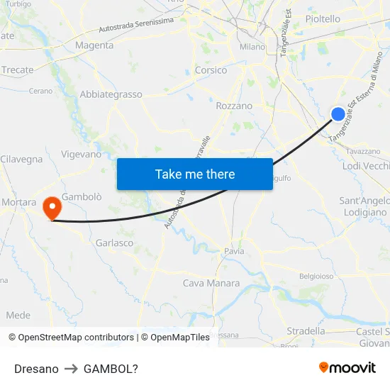 Dresano to Gambol map