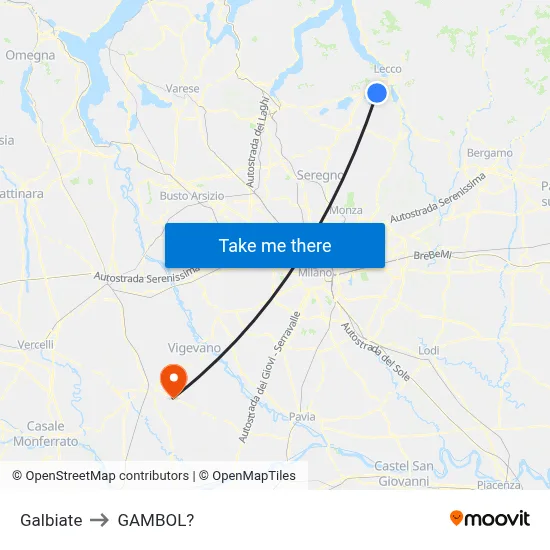 Galbiate to Gambol map