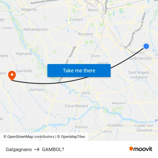 Galgagnano to Gambol map