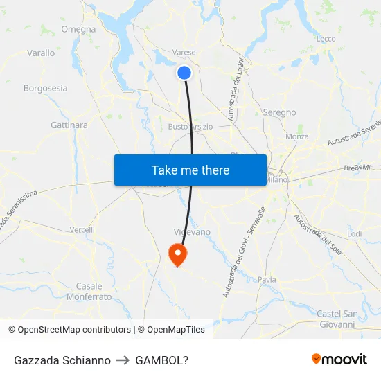 Gazzada Schianno to Gambol map
