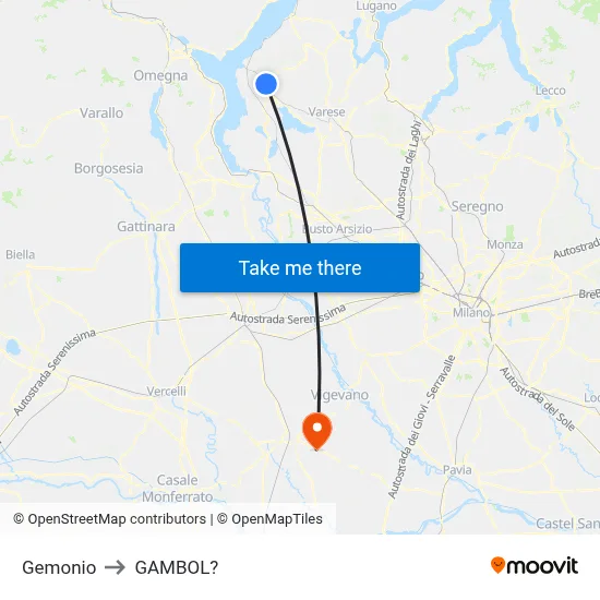 Gemonio to Gambol map