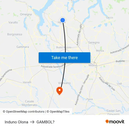 Induno Olona to Gambol map