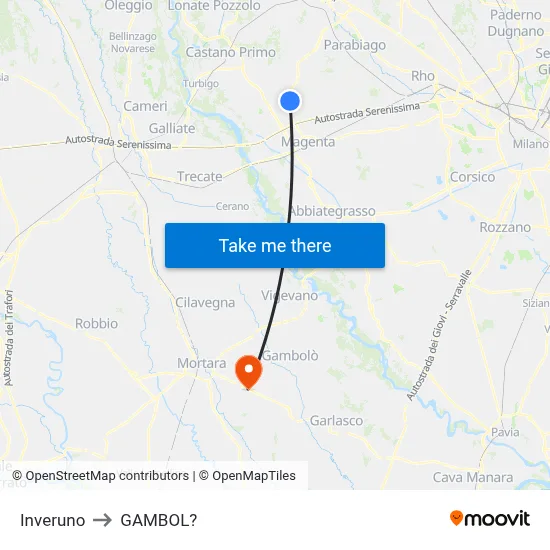 Inveruno to Gambol map