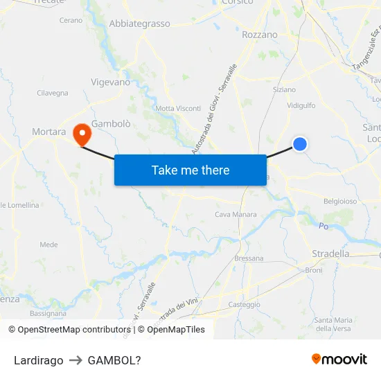 Lardirago to Gambol map