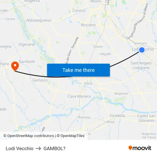 Lodi Vecchio to Gambol map