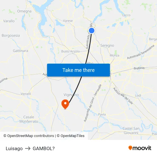 Luisago to Gambol map