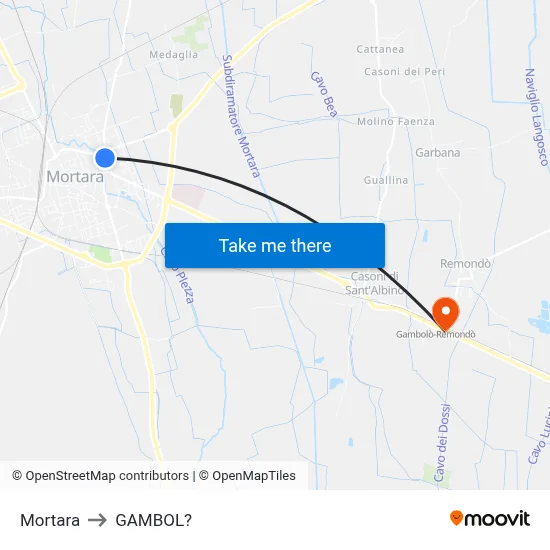 Mortara to Gambol map