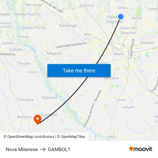 Nova Milanese to Gambol map