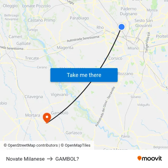 Novate Milanese to Gambol map