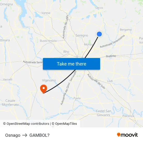 Osnago to Gambol map