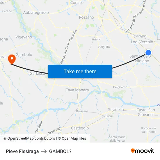 Pieve Fissiraga to Gambol map