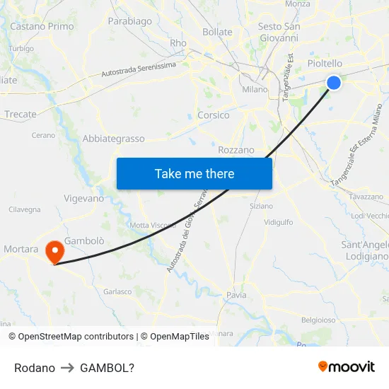 Rodano to Gambol map