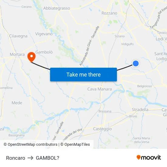 Roncaro to Gambol map