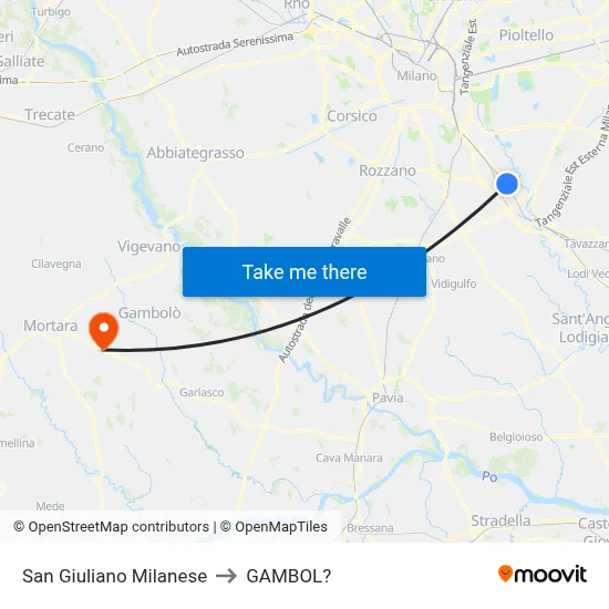San Giuliano Milanese to Gambol map