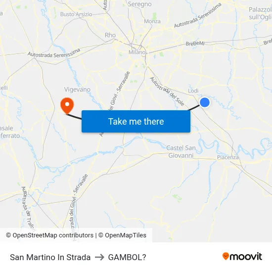 San Martino In Strada to Gambol map