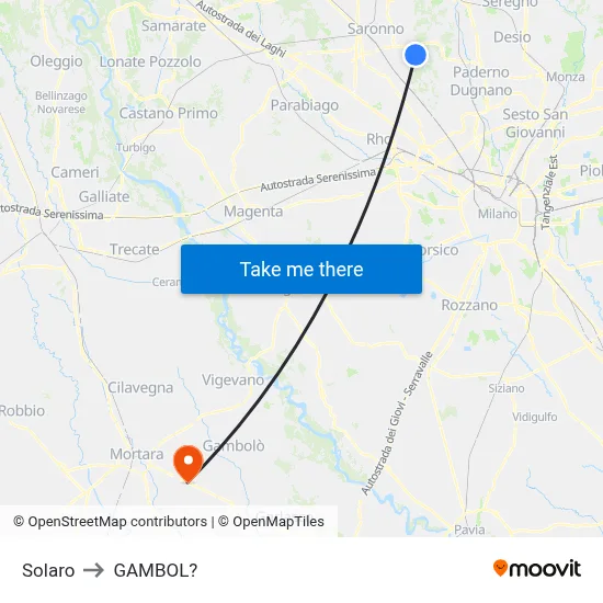 Solaro to Gambol map