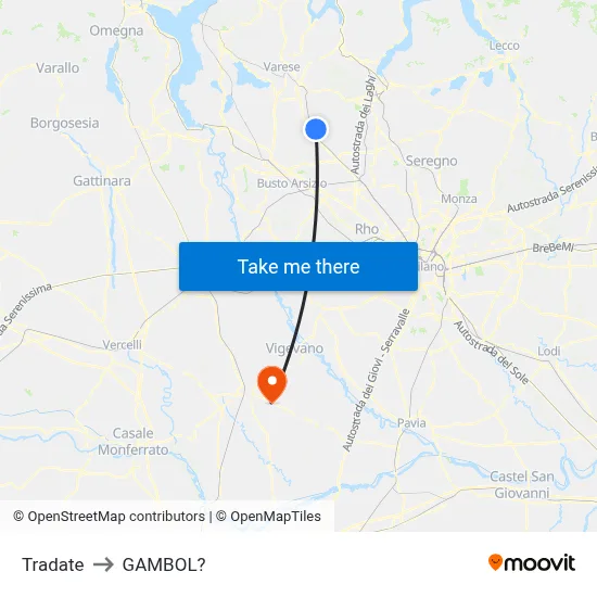Tradate to Gambol map