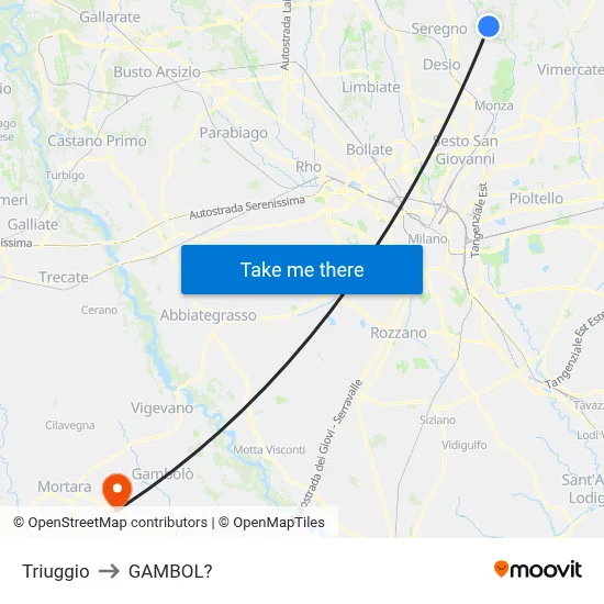Triuggio to Gambol map