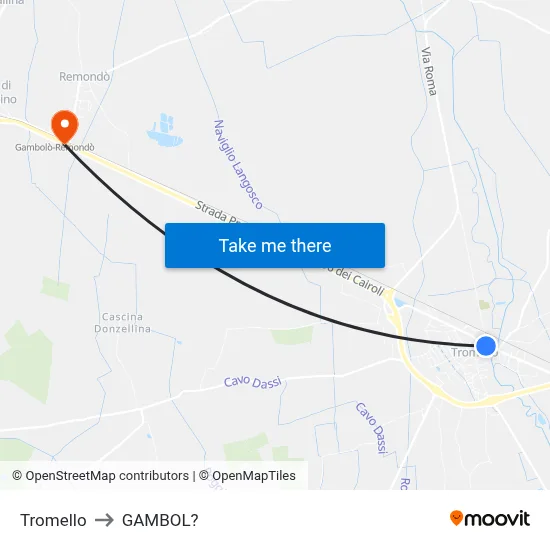 Tromello to Gambol map