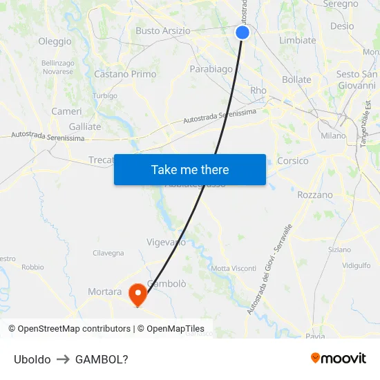 Uboldo to Gambol map
