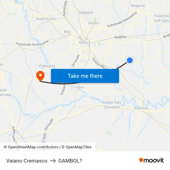 Vaiano Cremasco to Gambol map
