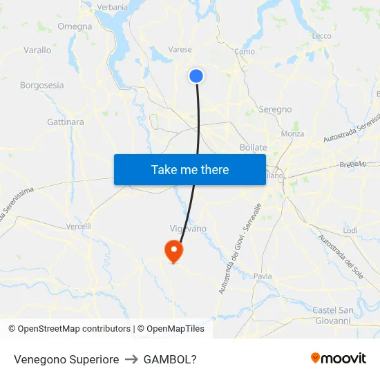 Venegono Superiore to Gambol map