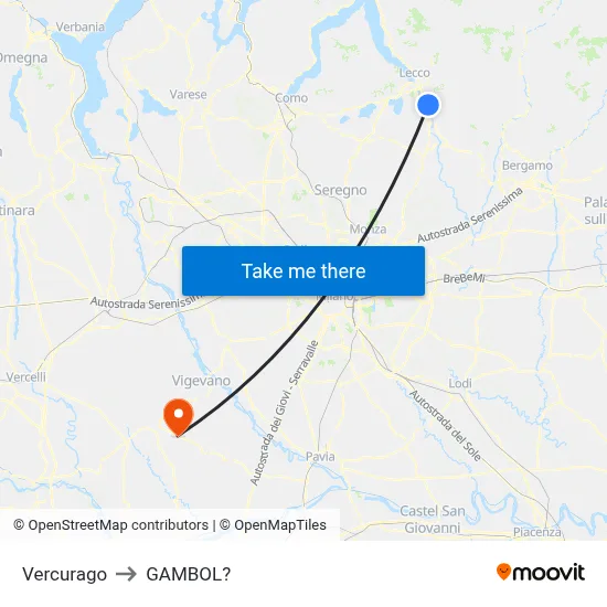 Vercurago to Gambol map