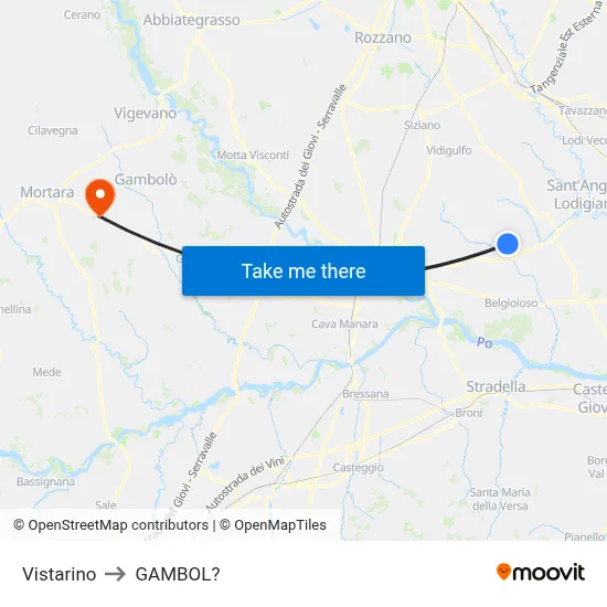Vistarino to Gambol map